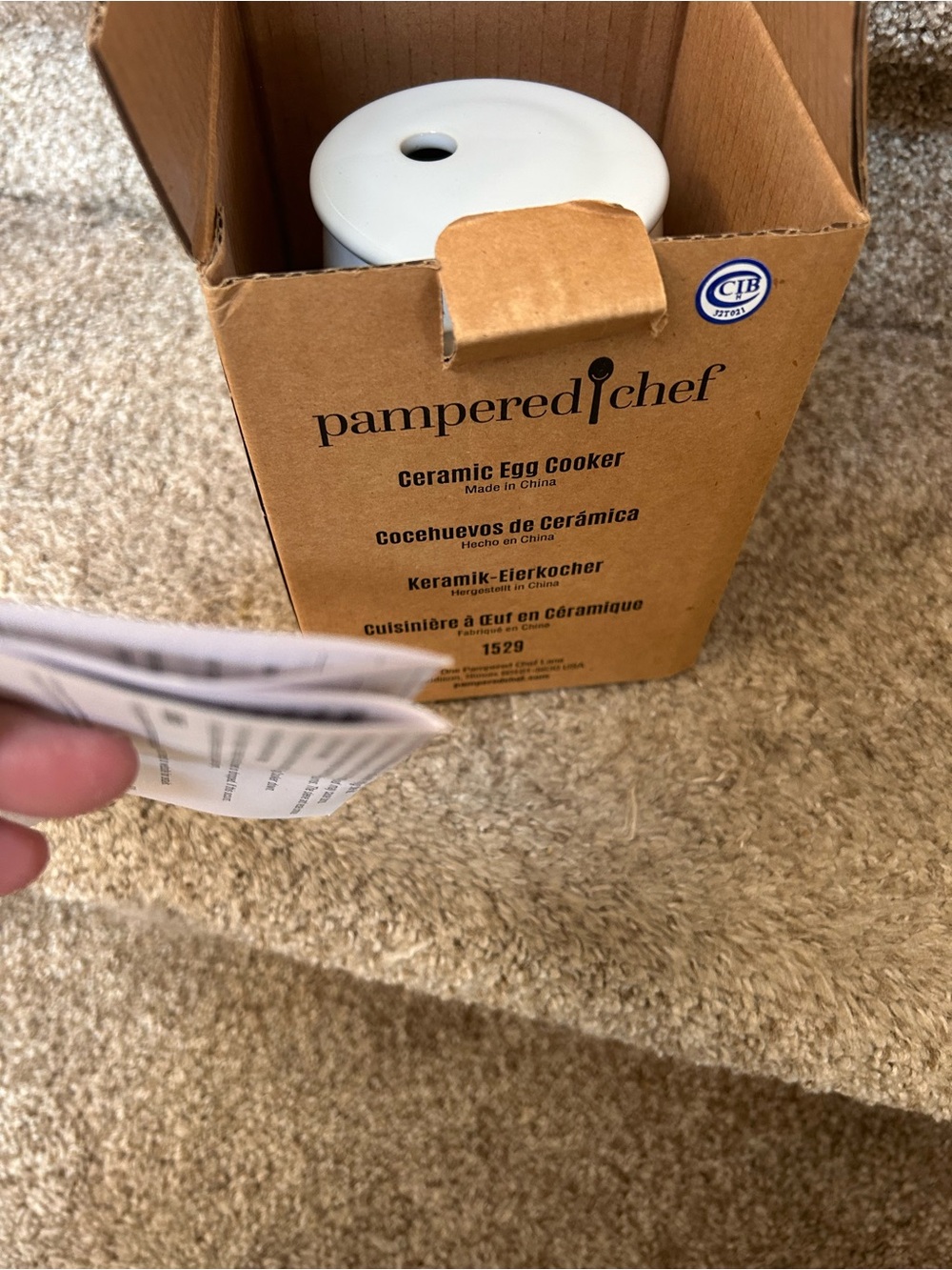 NIB Pampered Chef Ceramic Egg Cooker with Silicone Sleeve and Directions. - Picture 5 of 9